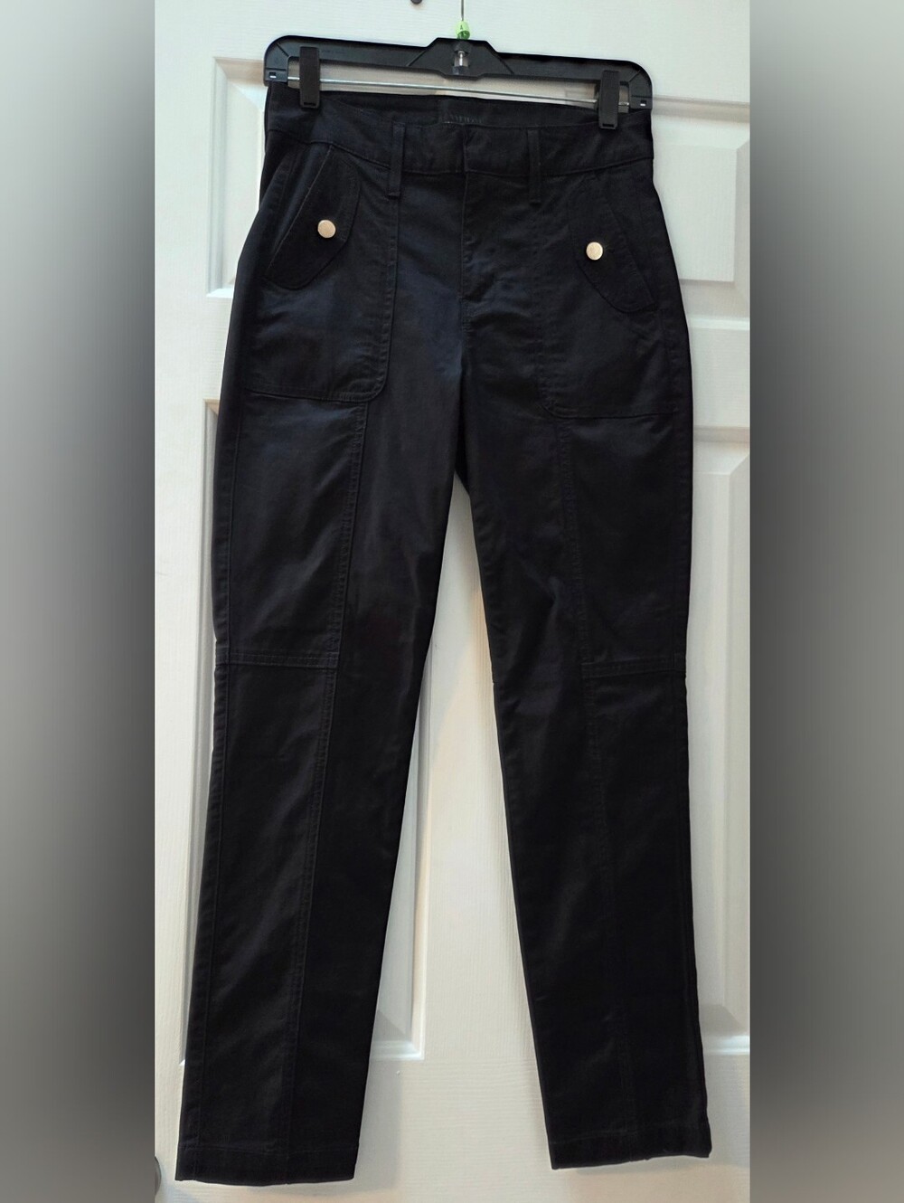 White House Black Market Black Cargo Pants with Button-Flap Pockets NWOT